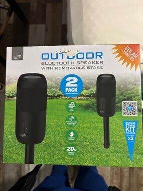 Outdoor Bluetooth Speaker with Removable Stake - Black (2 Pack)
